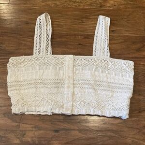 Lace Cropped Top with Button Detail